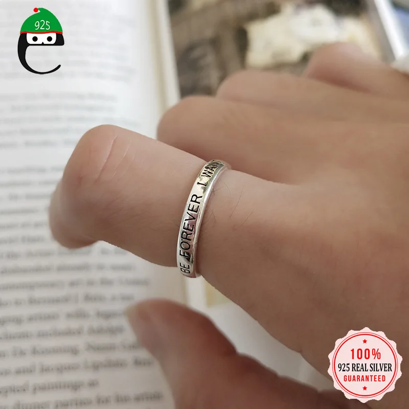 

Женское Открытое кольцо ElfoPlataSi, из серебра 925 пробы с надписью «I Want To Be Forever», S925 ювелирные изделия DA1229