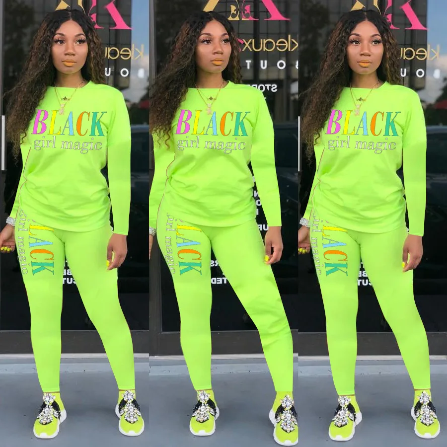 

Donsignet Women's Suit New Fashion Summer Temperament Round Neck Pullover Solid Color Letter Printing Sports Slim Two-piece Suit