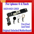 Оригинальная разблокированная материнская плата для iphone 6 4,7 дюйма сбез Touch ID, полные чипы 100% тест Бесплатный icloud логическая плата 16 Гб64 Гб128 ГБ