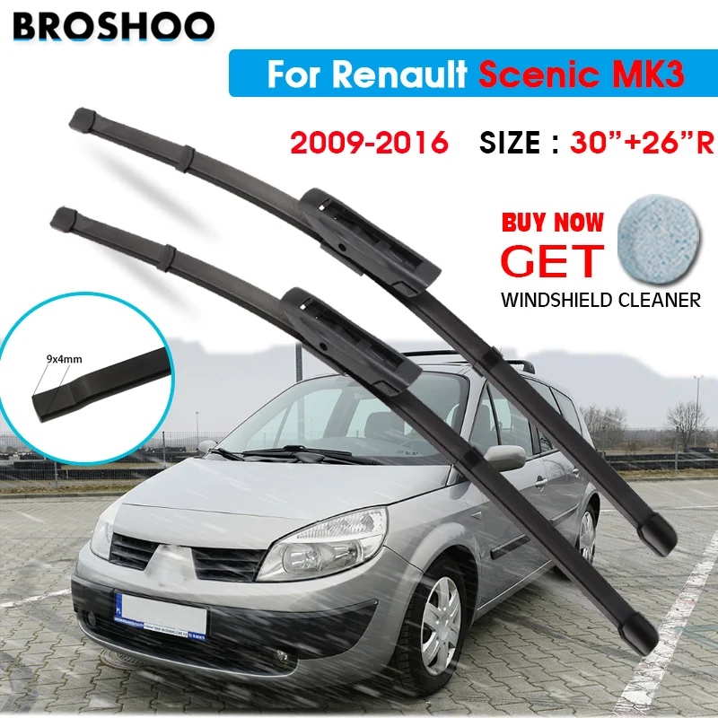 

Щетка стеклоочистителя автомобиля для Renault Scenic MK3 30 "+ 26" R 2009-2016 Авто Стеклоочистители для лобового стекла лезвия для мытья окон крюк руки