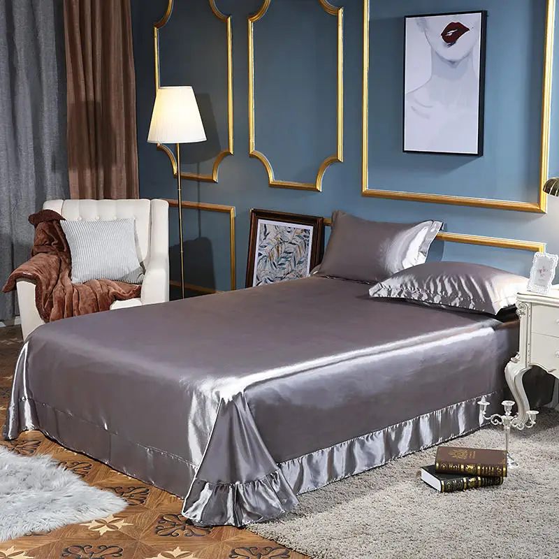 Однотонный домашний текстиль серебристо-серое Шелковистое мягкое полиэфирное