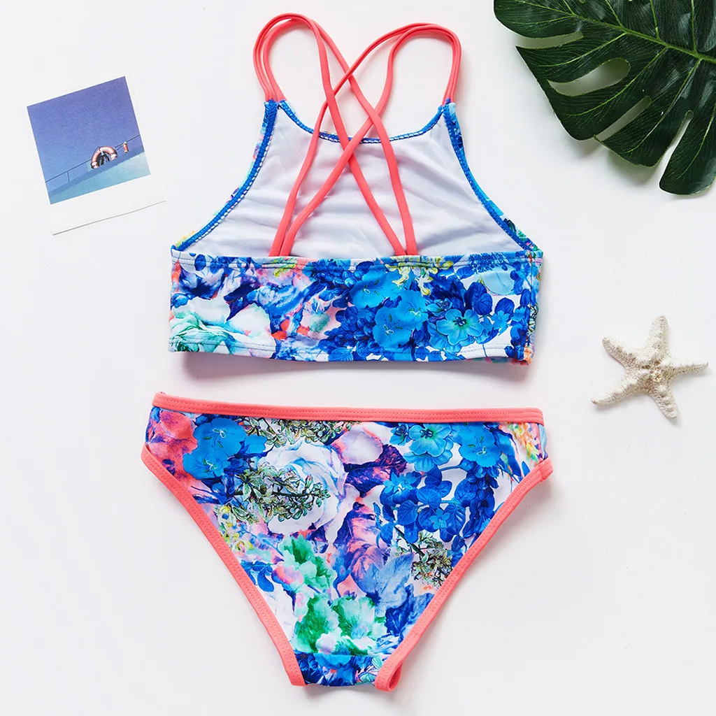 2020 летний детский комплект бикини для девочек пляжный купальник с цветочным