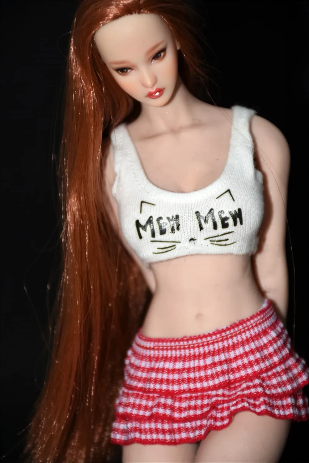 

1/6 Scale Female Figure Accessory Sexy Purple Tube Top Black Short Skirt Model for 12 inches Action Figure Body