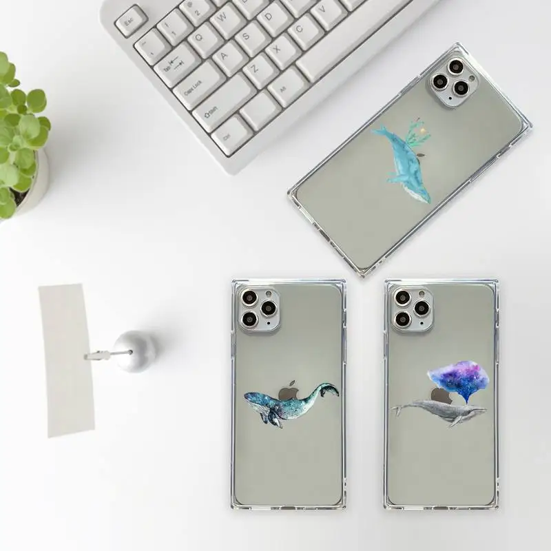 

Ocean cartoon whale animal Phone Case Transparent for iPhone 7 8 11 12 se 2020 mini pro X XS XR MAX Plus