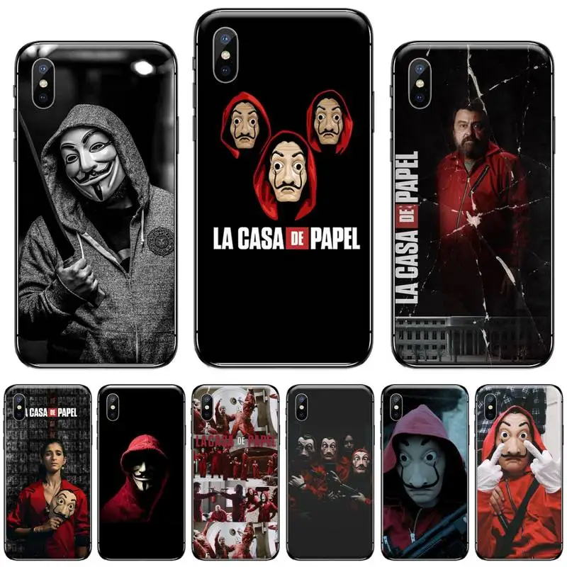 Бумажный дом грабителей США драма ТПУ черный чехол для телефона Корпус iphone 5 5s 5c se