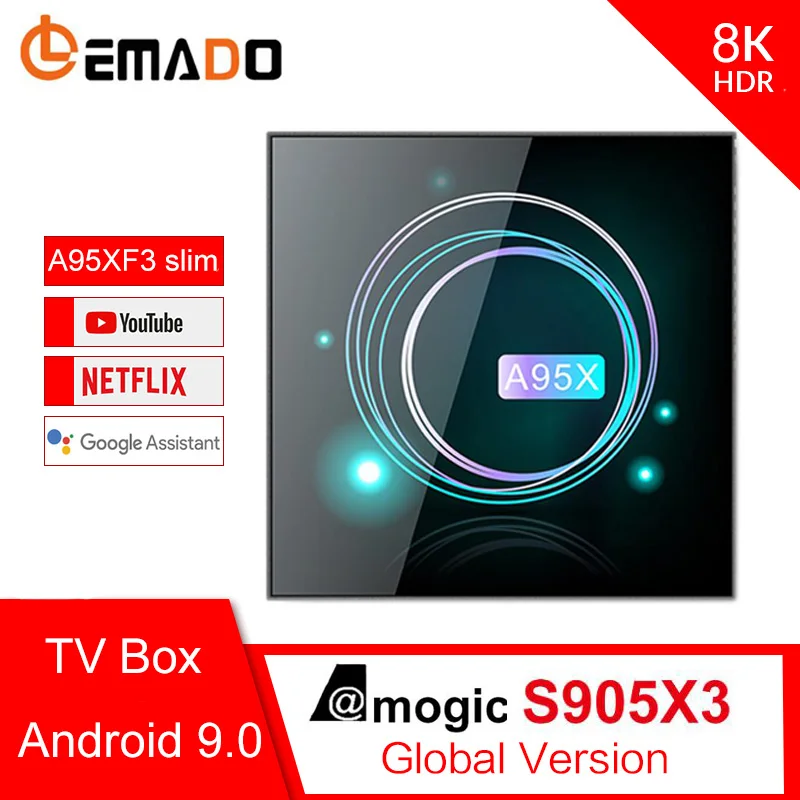 ТВ приставка LEMADO A95XF3 android 9 0 4 Гб 64 Amogic S905X3 четырехъядерный 2 4G/5G wifi Поддержка 4K 8K USB 3
