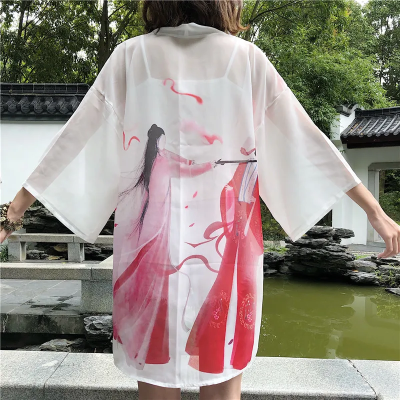 Bebovizi/Летний японский Модный женский кардиган Harajuku кимоно свободная блузка топы