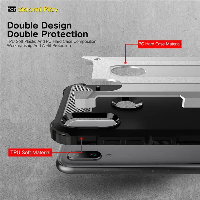 Whyes чехол для Xiaomi Mi Play Чехлы TPU Мягкий + PC силиконовый ударопрочный протектор Броня