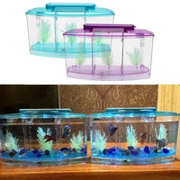 transparent acrylic fighting fish triple cube separate betta spawning mini box lighting aquarium dimmable breed led y1z6