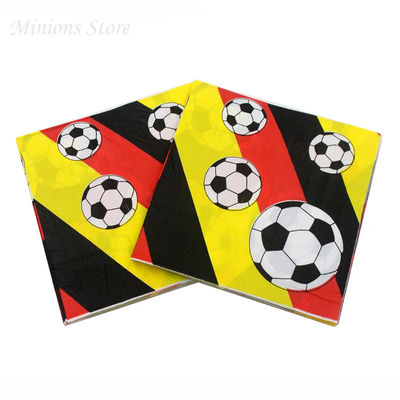 Napkins 20pcs Футбольная цель коробочка для конфет на вечеринку Квадратная тарелка салфетки флаг для футбола вечерние украшения Детские сувениры с днем рождения вечерние принадлежности - Цвет: Napkins 20pcs