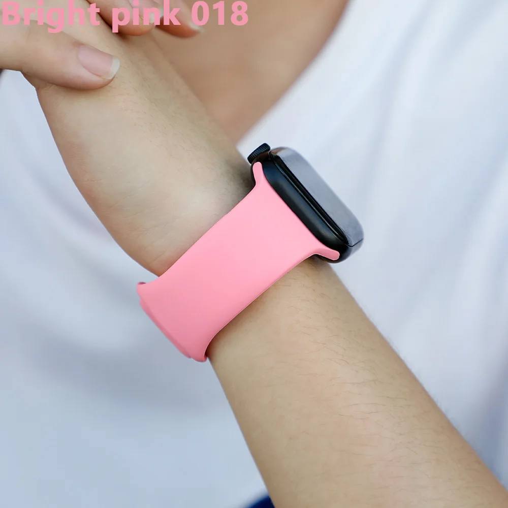 Ремешок для apple watch, ремешок для apple watch 5, 4, 3, iwatch, ремешок 42 мм, 44 мм, 38 мм, 40 мм, браслет Correa, силиконовый ремешок для часов, ремень, аксессуары - Цвет ремешка: Bright pink 018
