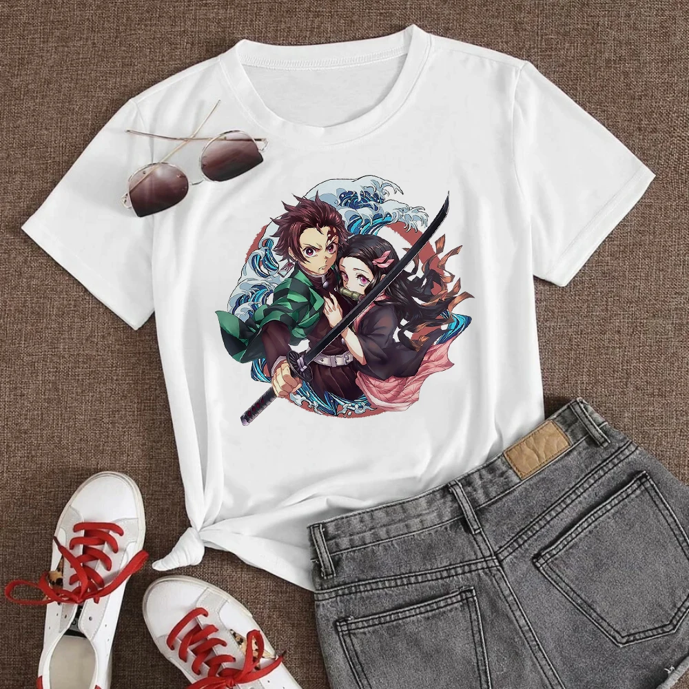 

Comics Personalized Style Woman T Shirts With Demon Slayer Icon Printed Streetwear White T Shirt 2021 Summer Spring Tops