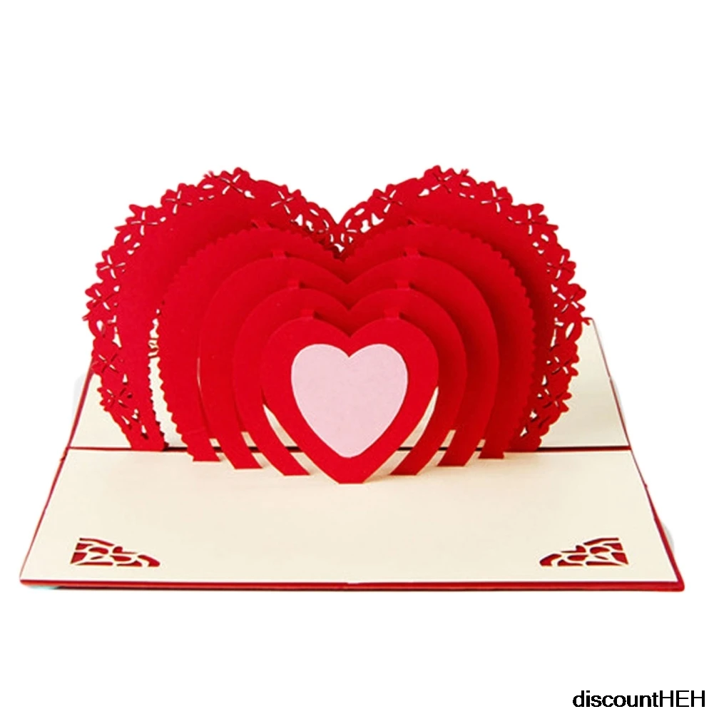 Романтическая бумажная 3D лазерная всплывающая открытка подарочные открытки на