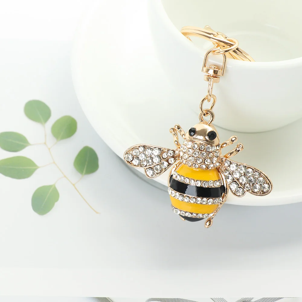 Брелок для ключей в виде пчелы со стразами металлический брелок насекомого