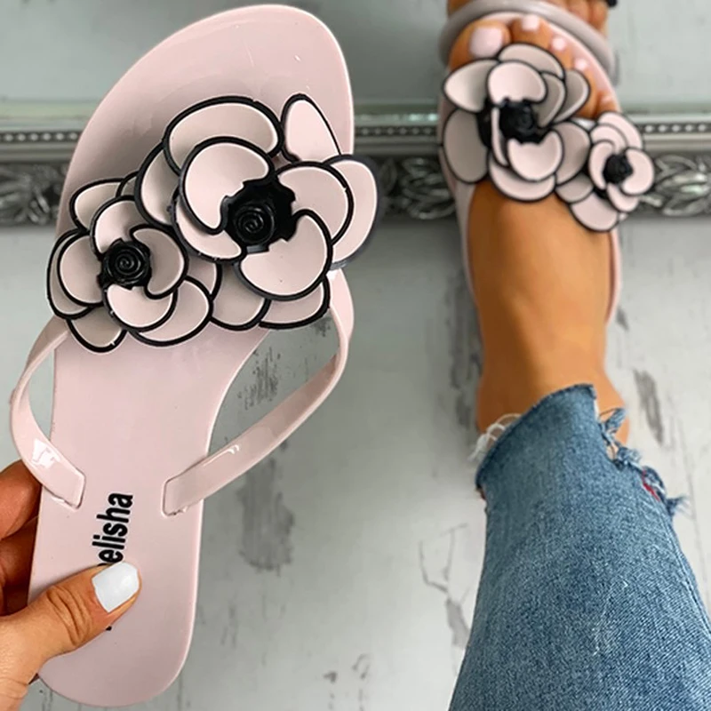 

Summer New Flowers Ladies Flip Flops Women Indoor Slippers Outdoor Sandals Flip-flops Fashion Beach Flat Slides Zapatos
