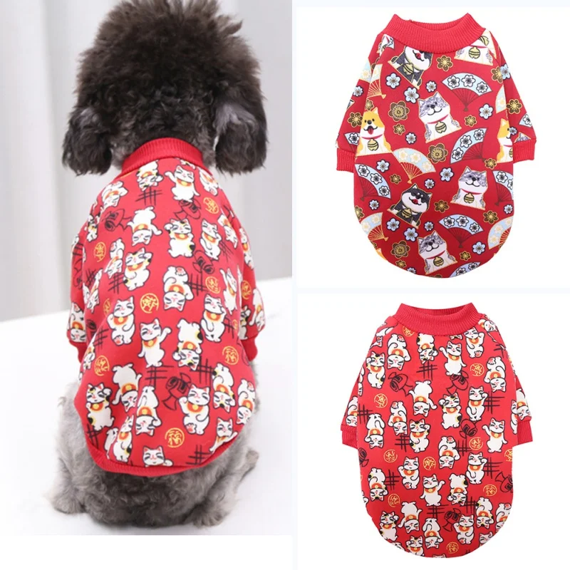 

Warm Pet Dogs Clothes Cat Print Pets Dog Costume For Dog Soft Cat Cartoons Sweatshirt Hoodie Spring Autumn Cat Clothes Suit