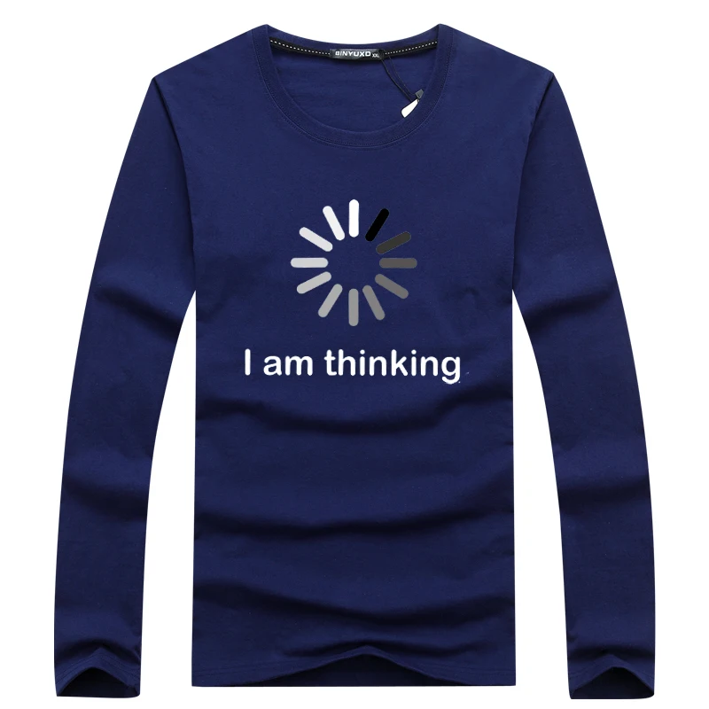 Рубашка мужская с длинным рукавом брендовая Повседневная футболка круглым