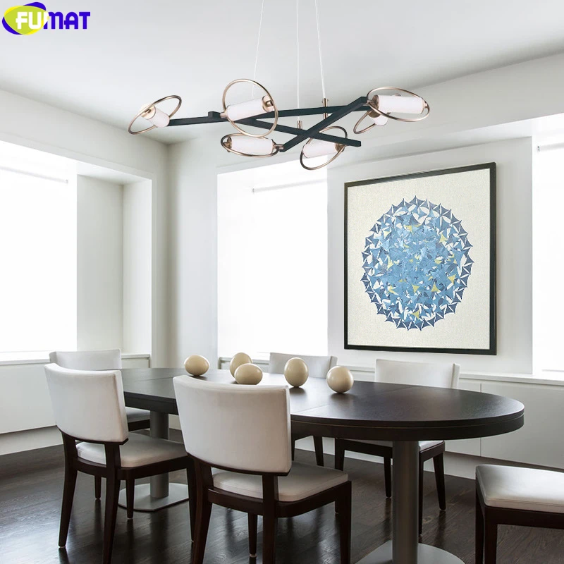 FUMAT современный стиль кольцо Металл искусство подвесной светильник золотой