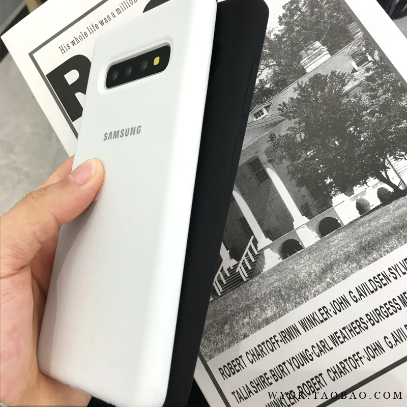 Оригинальный чехол для Samsung Galaxy S10 Plus из жидкого силикона шелковистый мягкий на