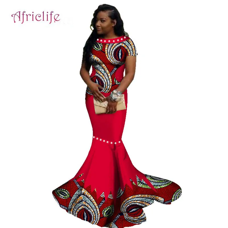 Африканские длинные платья для женщин, Африканский воск, цветочный принт, платье Базен Riche, одежда, традиционный жемчуг, дизайнерская одежда WY2608 - Цвет: 8