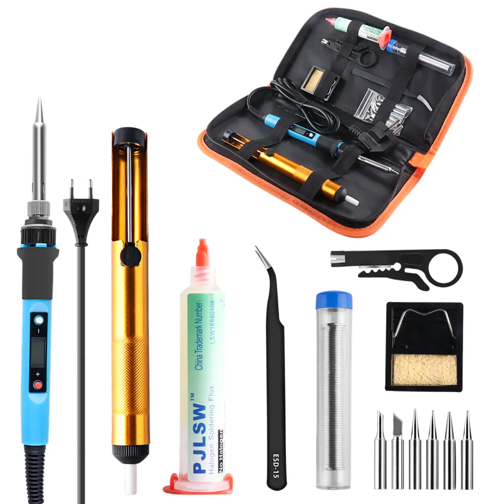 

PJLSW Temperature Adjustable Soldering Iron Kit 110V 220V 80W Soldering Iron Kit With Multimeter Desoldering Pump Welding Tool