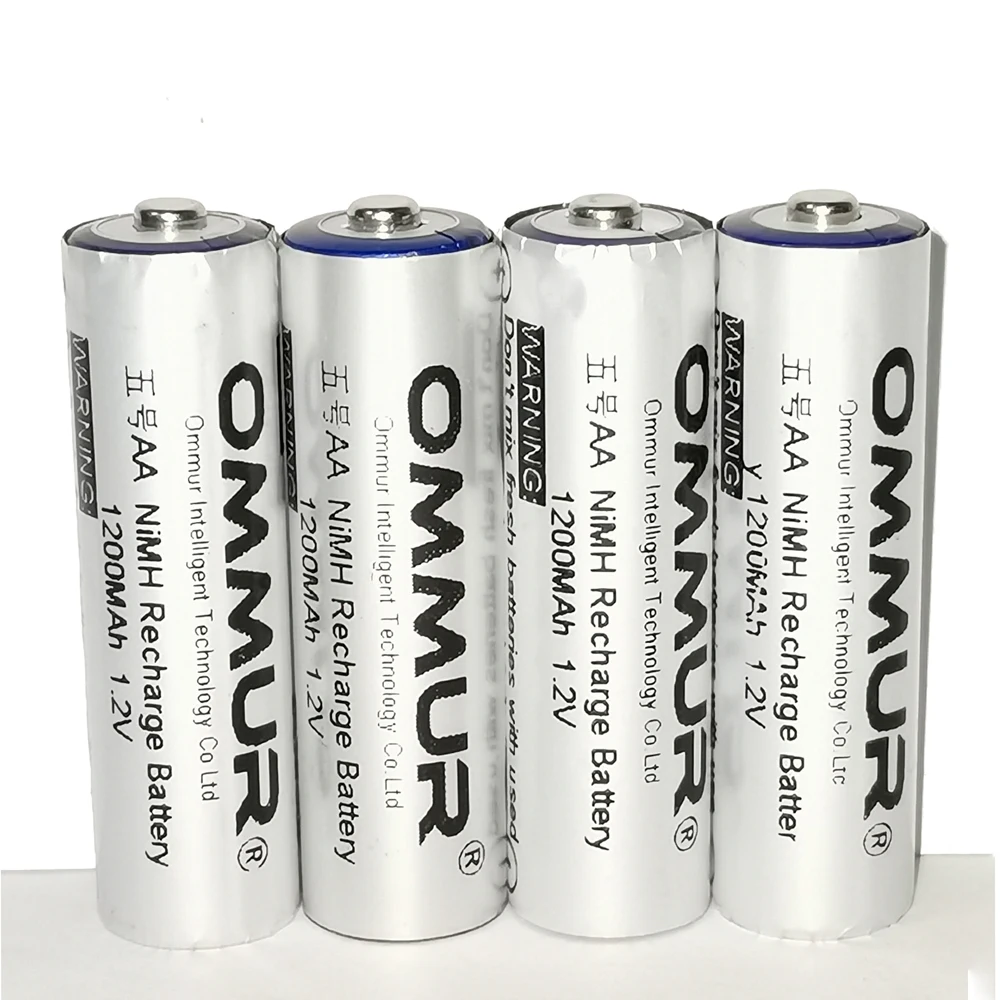 Аккумулятор OMMUR AA 1 2 В 1200 мАч NiMH Перезаряжаемый для фонарика налобный фонарь