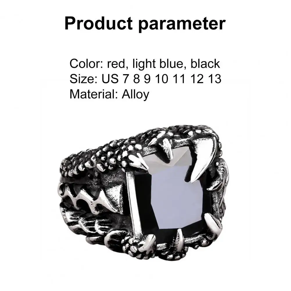 

Hot Sales!! Men Vintage Dragon Claw Shape Cubic Zirconia Inlaid Ring Party Prop Jewelry