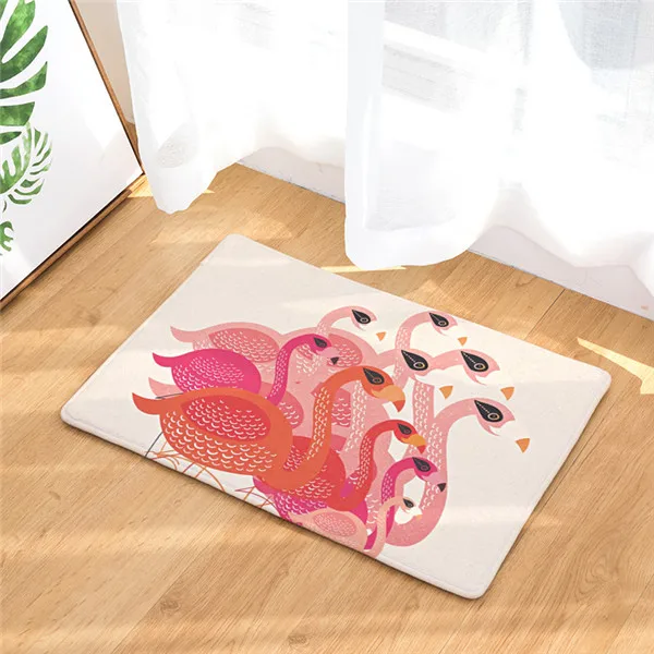 

Flamingo Reusable Washable Carpet Doormat Living Room Rug Pink Elegant Bedroom Hallway Anti-Slip Dustproof Kitchen Mats