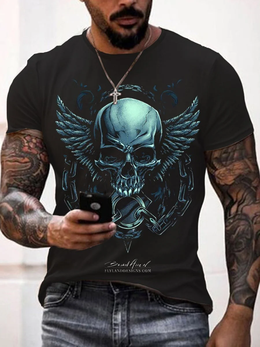 

New zombie pattern men's T-shirt, 3D printed summer breathable top, oversized casual personality skull T-shirt for men.