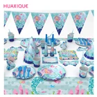 День рождения Русалка Вечерние набор одноразовой посуды салфетки пластины чашки соломинки скатерть под водой Baby Shower вечерние поставки