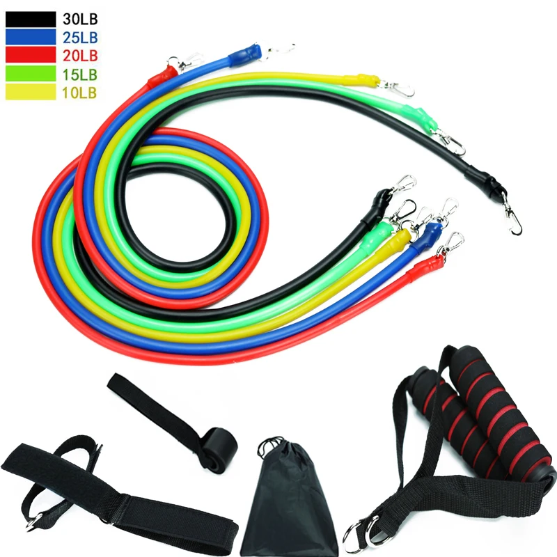 Набор из 11 шт. Тяговая веревка фитнес-упражнения эластичная лента для йоги