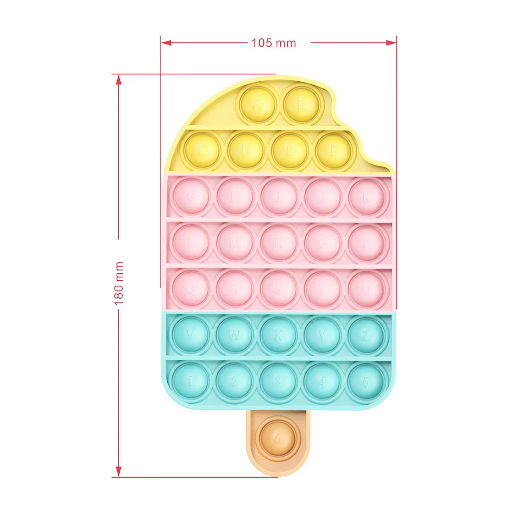 

Rainbow Push Bubble Fidget Toy Autism Toy Push Bubbles Sensory Toys Early Education Puzzles Ice Cream Fruit Pattern Toy