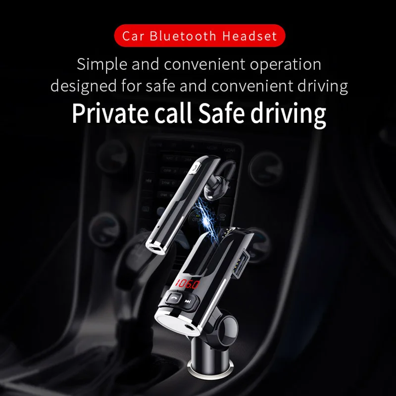 

Phaany FM transmitter Bluetooth 5.0 Headset Private Call Handsfree Car Kit 3.5MM AUX Audio Music MP3 Player Dual USB Car Charger