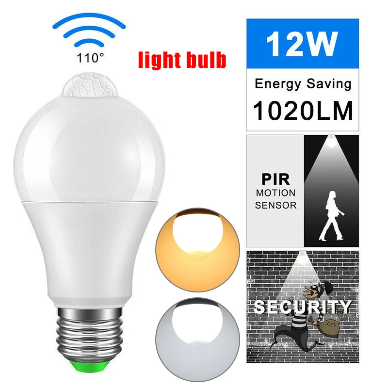

LED Bulb Light Sensor Smart PIR Motion Detector Security for Porch Garage Hallway Garden J8 #3
