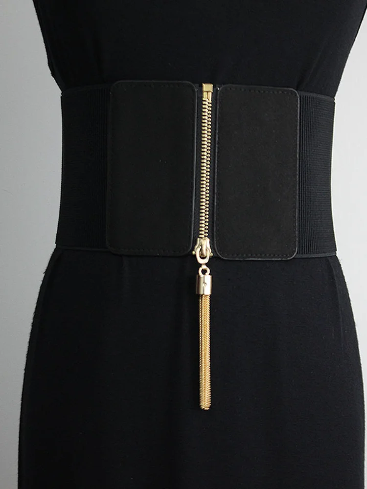 

Ремень женский универсальный, простой эластичный пояс, модный аксессуар, черный, на лето