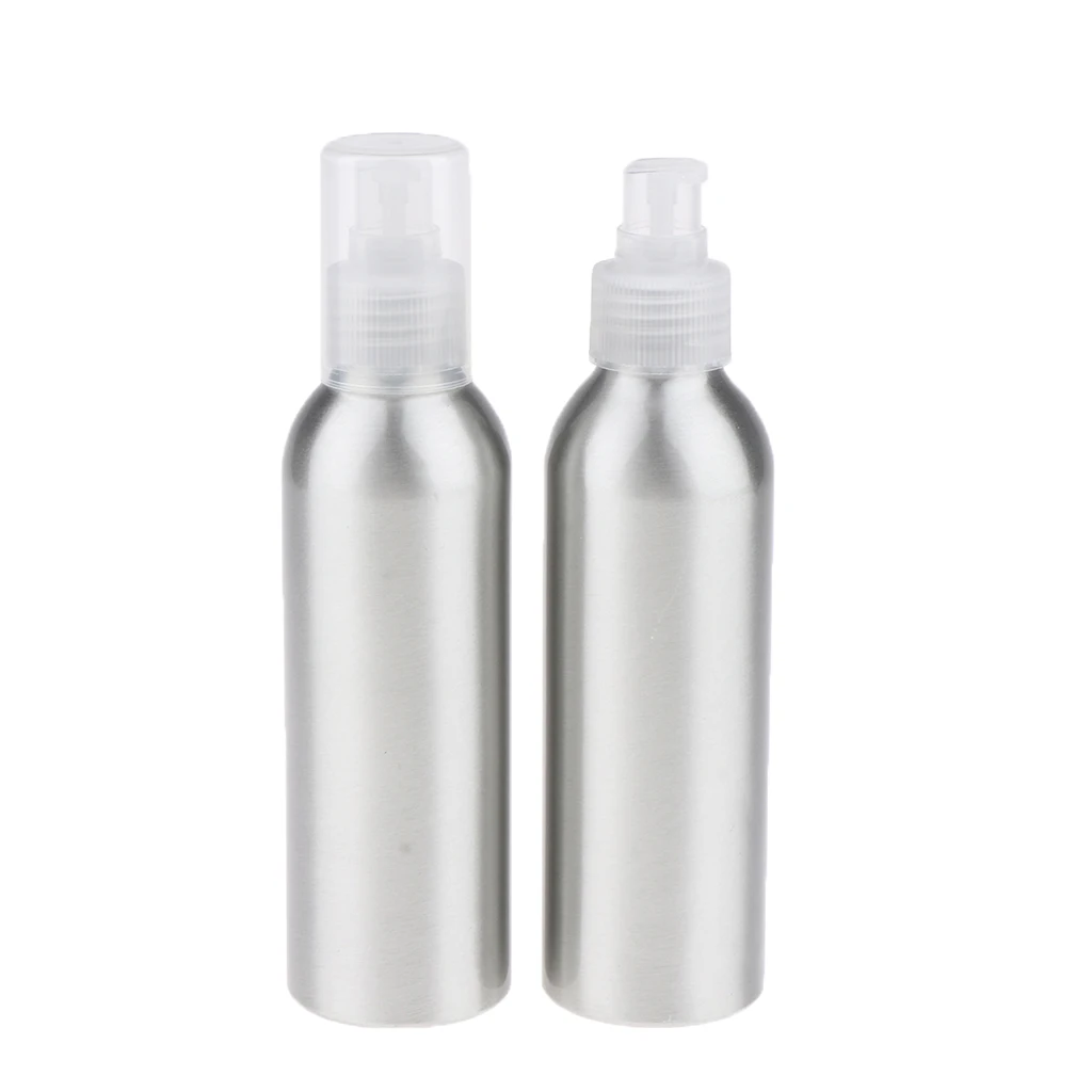 

2x Reusable Aluminum Containers Empty Liquid Bottle Refillable Dispensing Containers with Pump
