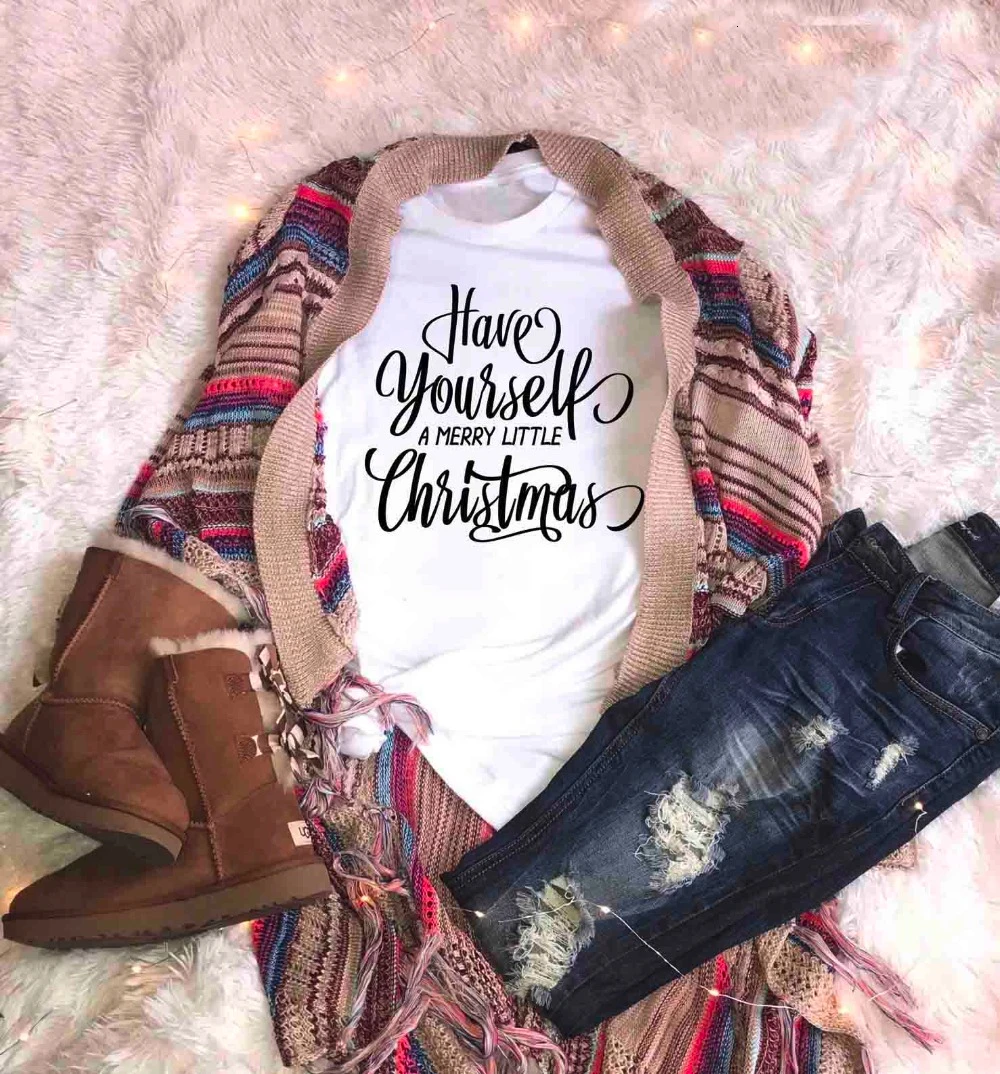 

Have yourself a merry little Christmas tee slogan women fashion causal grunge tumblr party style girl gift t shirt top- K749