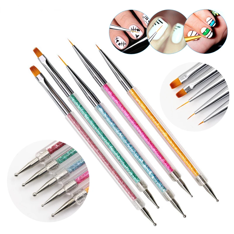 

Nail Art Painting Brush Dual End Nail Art Dotting Pen UV Gel Nail Painting Brushes Light Therapy Pen Crystal Pen Nail Tool Set