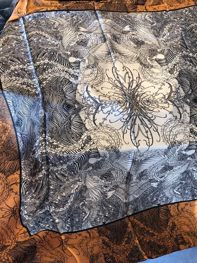 Шарф с очаровательным принтом из 100% натурального шелка шейный платок шаль Мягкий