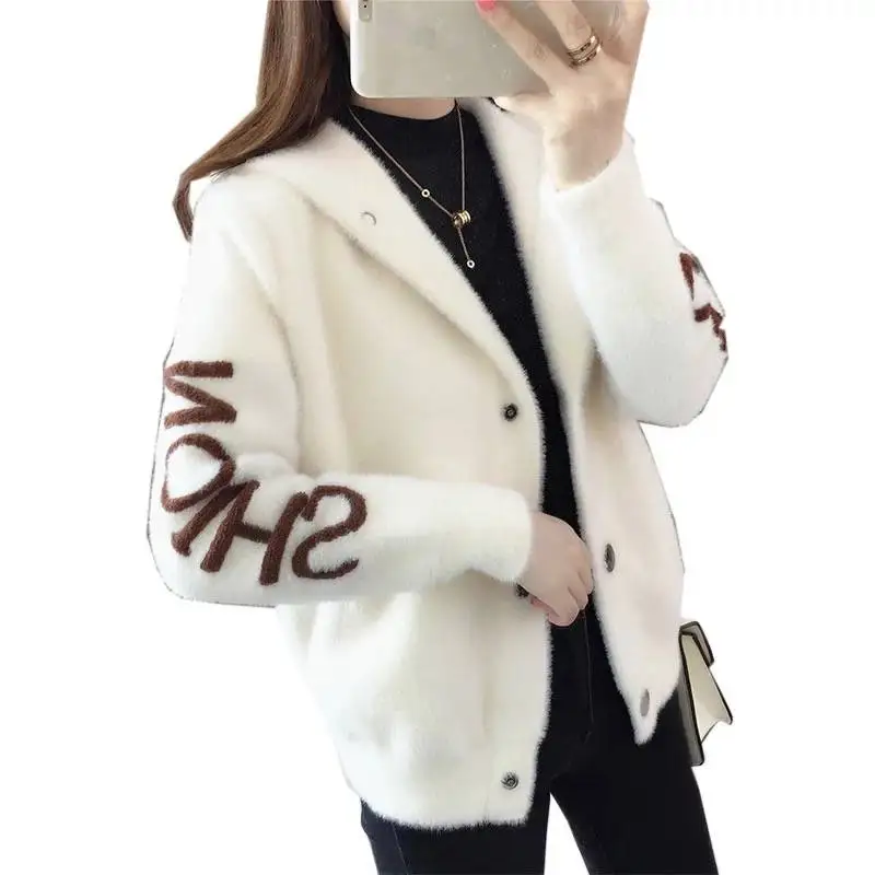 Модный вязаный кардиган в полоску с длинным рукавом Женское пальто Прямая