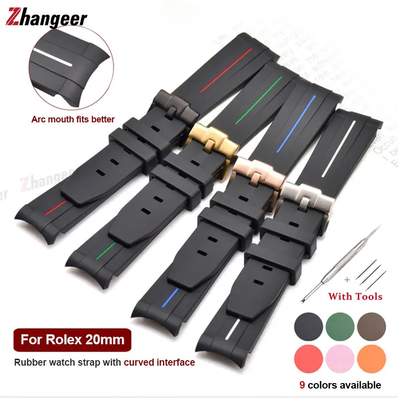 

Men's Rubber Strap 20mm 21mm Watch Accessories For Rolex GMT Ghost King Ancon Replacement Waterproof Silicone Watchband 22mm
