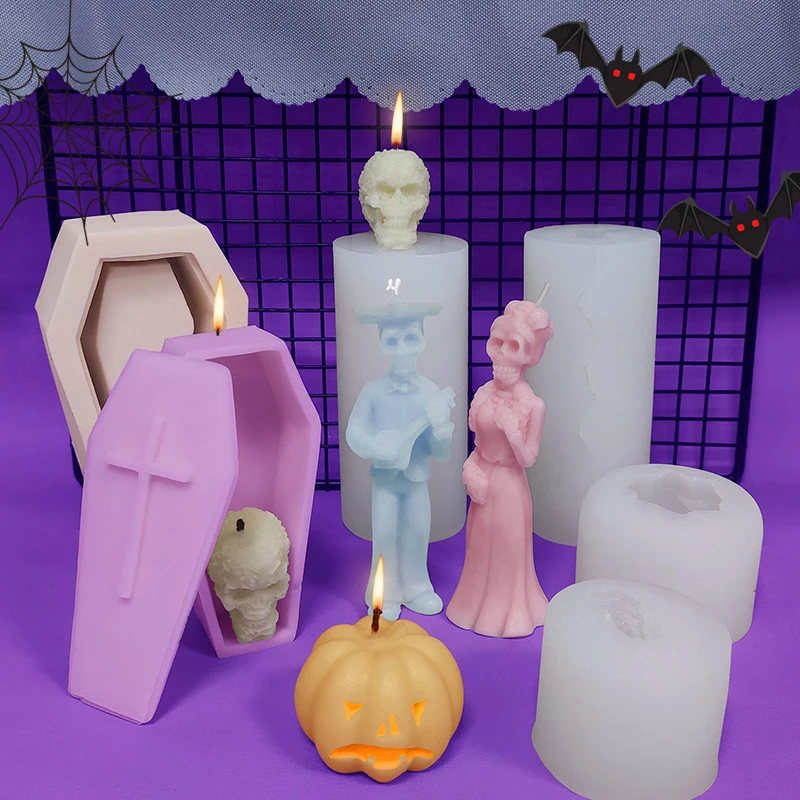 

Crystal Epoxy Resin Mold For Halloween Skull 3D Crystal Candle Arts Craft Halloween Wax Silicone Shape Handmade Decoration Tools