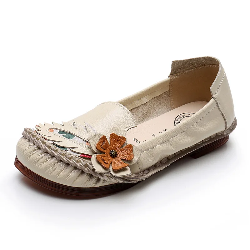 Туфли TEXIWAS женские из натуральной кожи лоферы с круглым носком повседневная