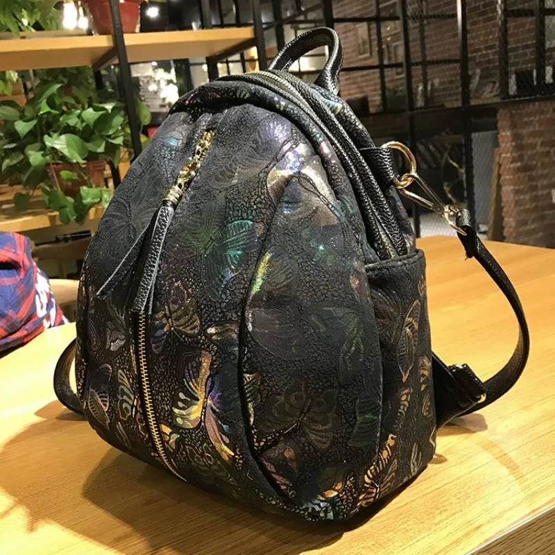 

Butterfly Printed Student Girls Canvas Backpack Travel Knapsack Ladies New Fashion Bagpack Zipper Tassel School Bag Mochila