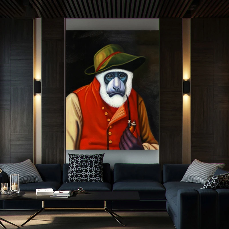 WANGART большой фотографии животных на стену мудрый обезьяна Крестный отец wall Art