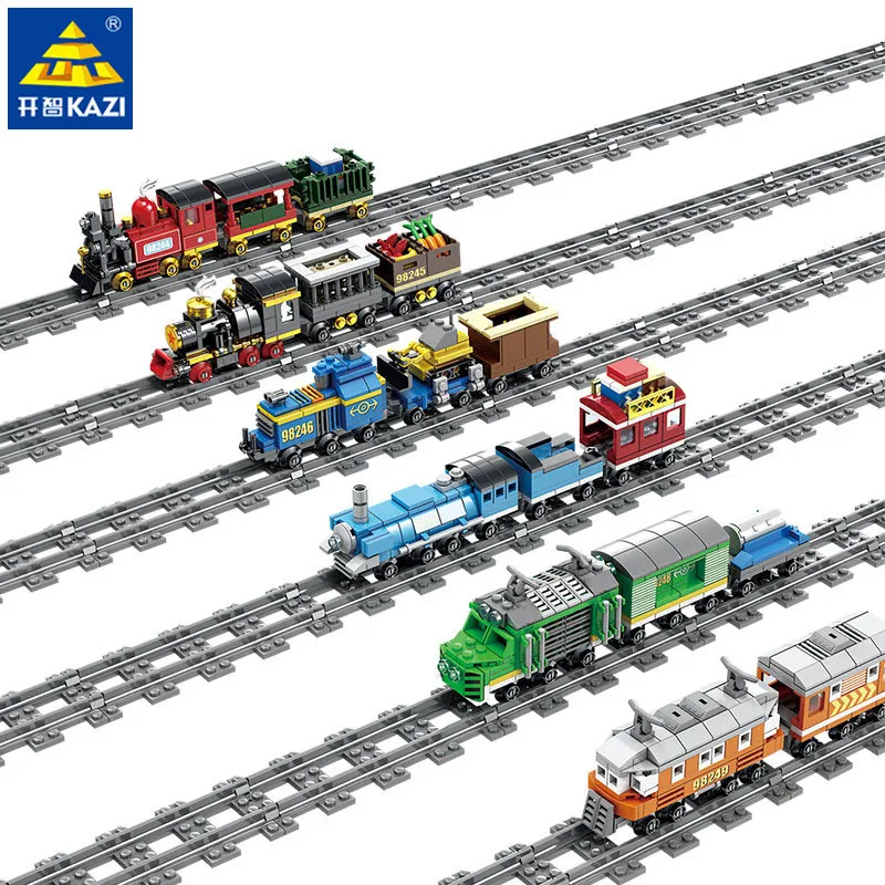 

Urban City Rail Train Model Bricks Building Blocks Sets Assembled Railway Steam Trains Educational Toys for Children