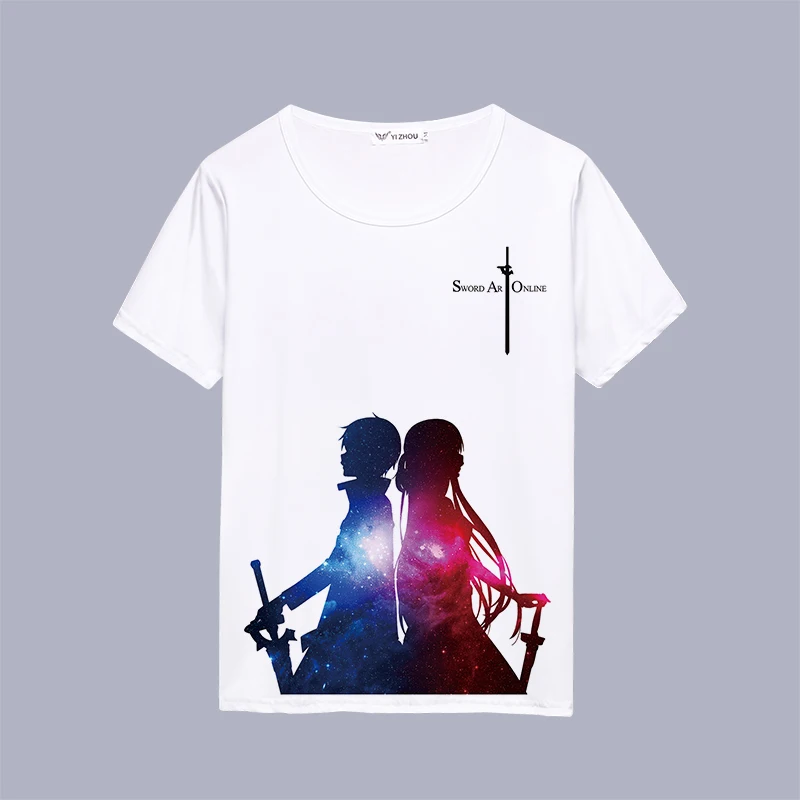 Футболка для косплея из м/ф Искусство меча онлайн летняя мультяшная футболка с