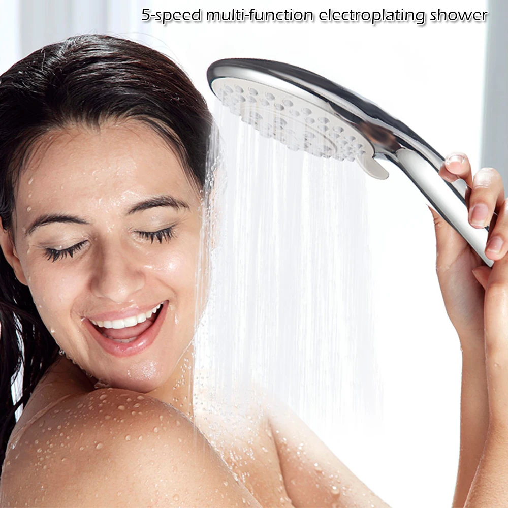 5 Modes ABS Bathroom Shower Head Big Panel Round Chrome Rain Head Water Save Classic Design Rain Showerhead Replacement Parts