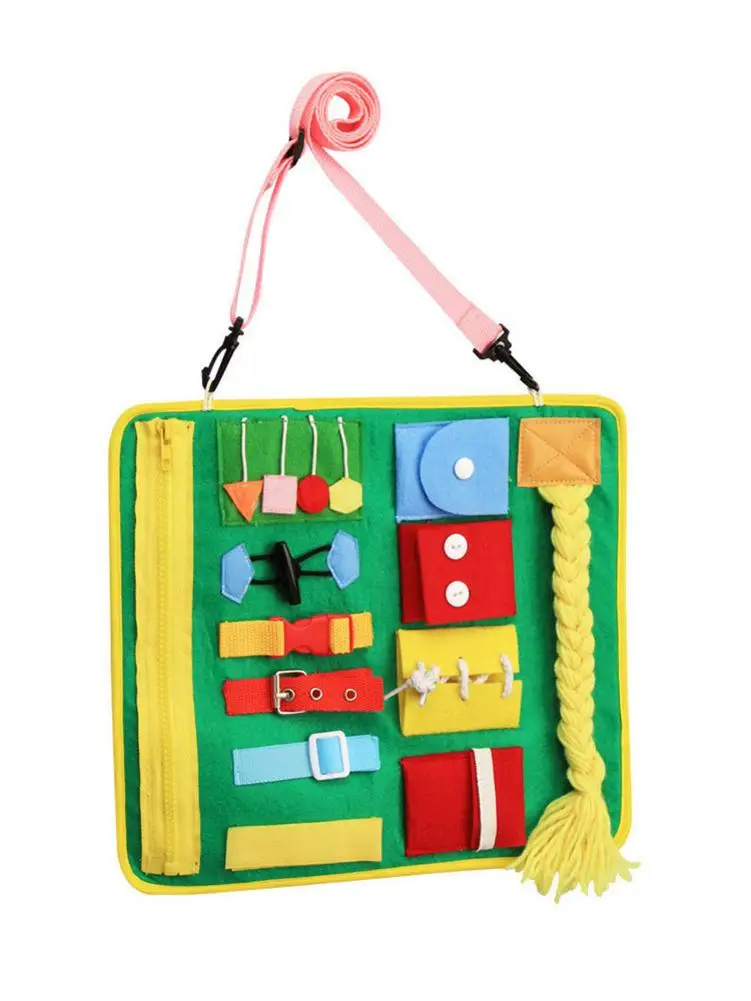 

Kids Busy Board Buckle Zip Button Lace Up Tool Toy Self-care Ability Early Education Dress Aids Preschool Toys Gift For Kid