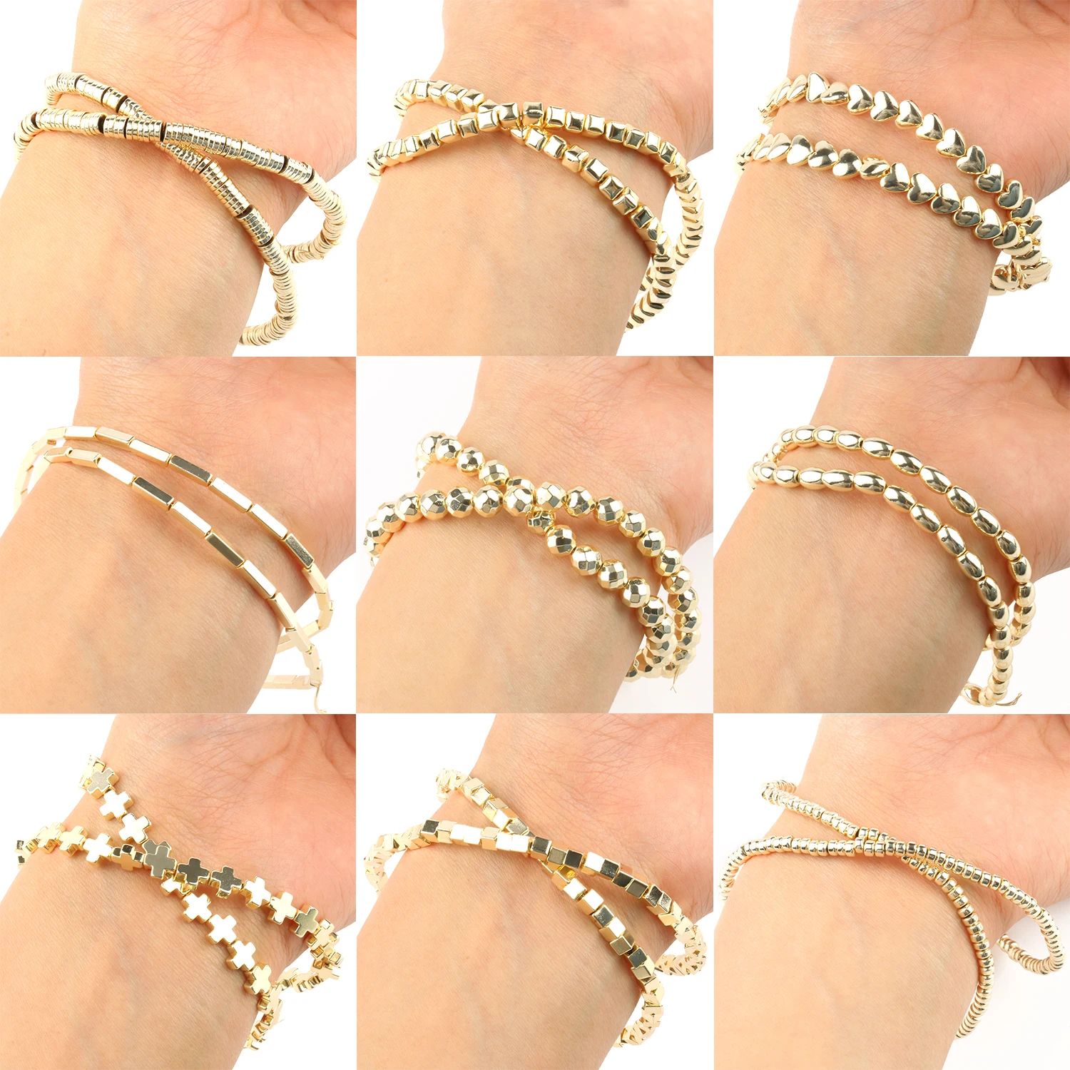 

9k Gold Various shapes Gold-plated Natural Stone Hematite Beads spacer Beads For Jewelry Making Diy Bracelet Necklace Wholesale